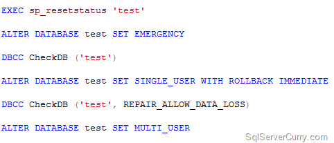 mssql database in suspect mode